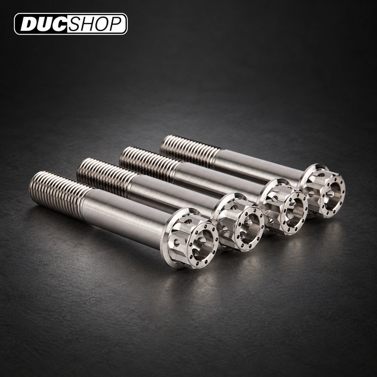 Motocorse set of 4 Titanium Front Caliper Bolts (M10x80) for Motorcorse 108mm SBK Radial mounts | Titanium Braking Hardware | DucShop