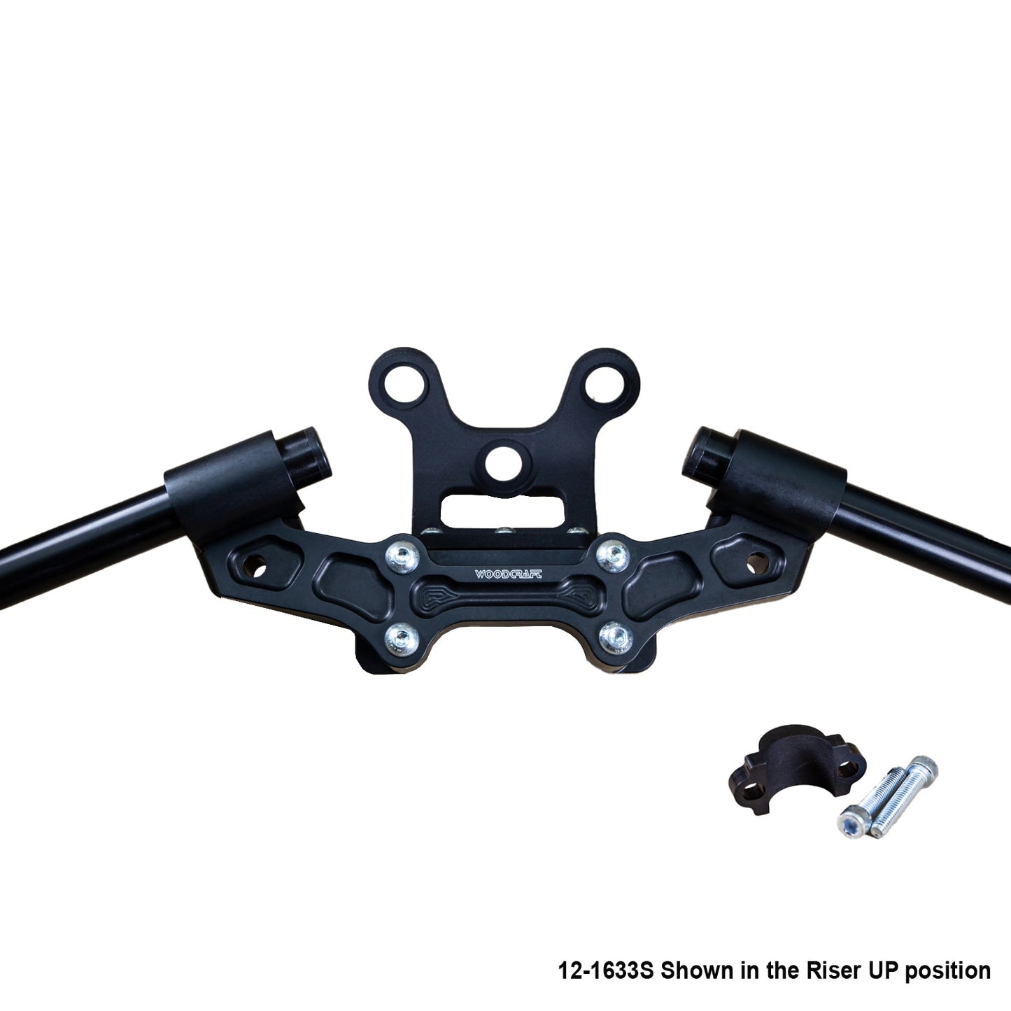WOODCRAFT DUCATI MONSTER 797/821 2018-21 CLIPON ADAPTER PLATE W/GAUGE MOUNT 1.5 INCH STANDARD RISE W/ BXL BARS. SKU: 12-36633