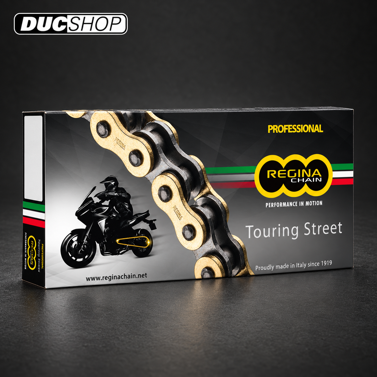 Regina chain packaging shown as a representative image for 525 ZRT replacement master links | Chains | ducshop.com