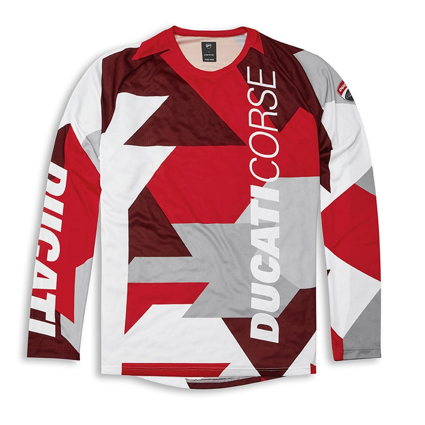 ducati fahrradbekleidung DUCATI MTB CYCLING JERSEY LONG SLEEVE. RED / GRAY / WHITE / BLACK – SKU 9810724