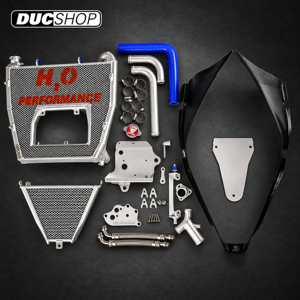 Galletto Radiatori (H2O Performance) Oversized Radiator and Oil Cooler kit For Ducati 899, 959, 1199, 1299, and V2 Panigale | Radiators & Oil Coolers | ducshop.com