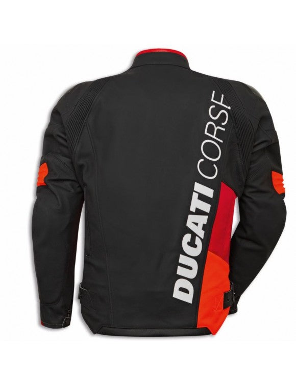 DUCATI CORSE C6 PERFORATED LEATHER JACKET – BLACK/BLACK/RED SKU: 9810746
