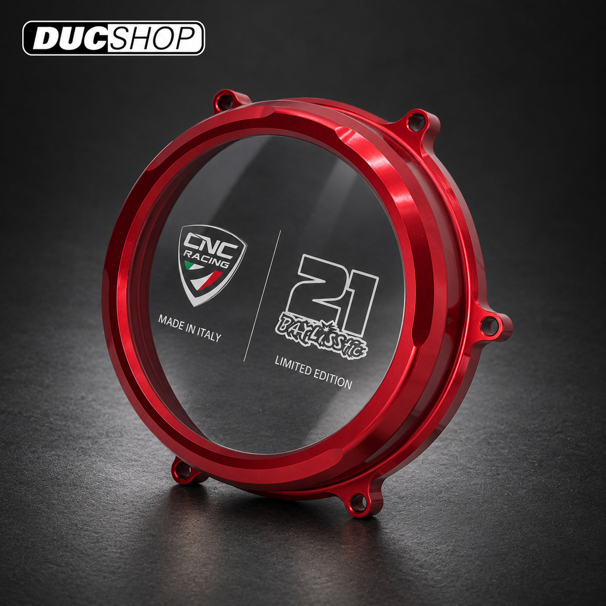 CNC Racing TROY BAYLISS LIMITED EDITION Clear Wet Clutch Cover for the Ducati Panigale 1299/1199/959 and Superleggera (and 899 too with modification) | Wet Clutch Covers | ducshop.com