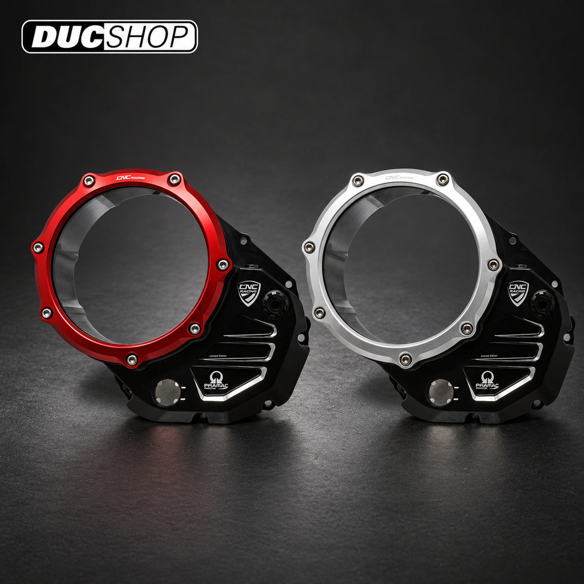 CNC Racing PRAMAC RACING LIMITED EDITION Clear Wet Clutch Cover for most Wet Clutch Ducati | Wet Clutch Covers | ducshop.com