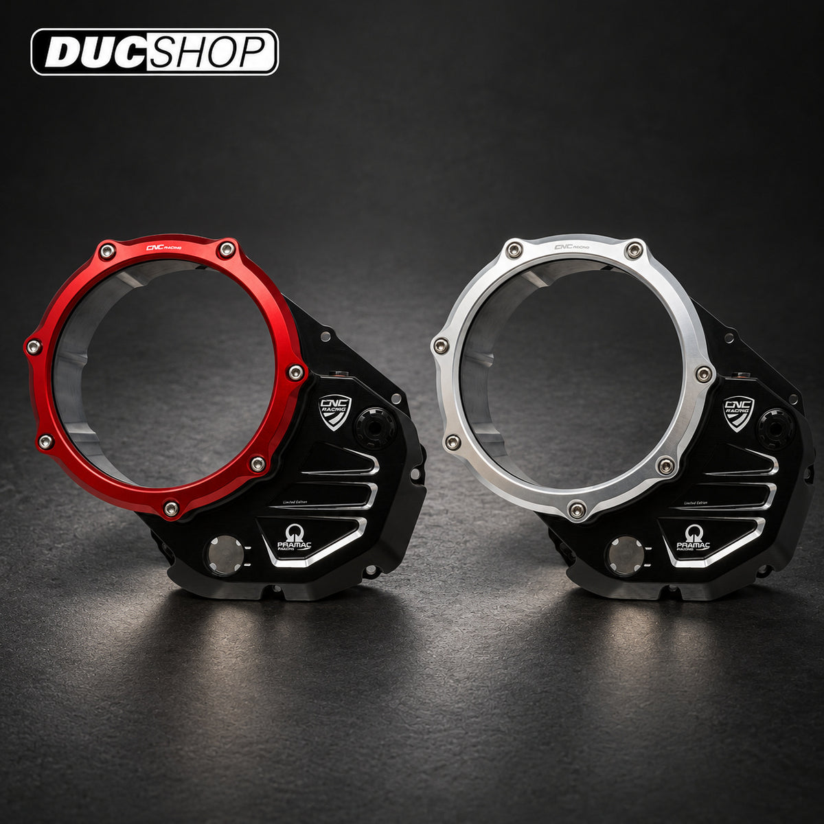 CNC Racing PRAMAC RACING LIMITED EDITION Clear Wet Clutch Cover for the Ducati Multistrada 1200/1260 (2015+) and XDiavel / Diavel 1260 | Wet Clutch Covers | ducshop.com