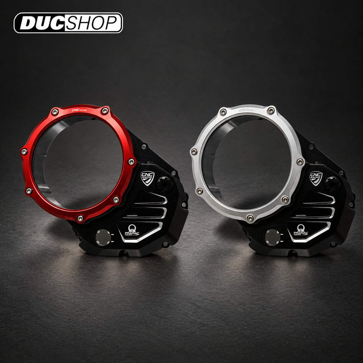 CNC Racing PRAMAC RACING LIMITED EDITION Clear Wet Clutch Cover for the Ducati Monster 937 (2021+) and Multistrada V2 (22-24) | Wet Clutch Covers | ducshop.com