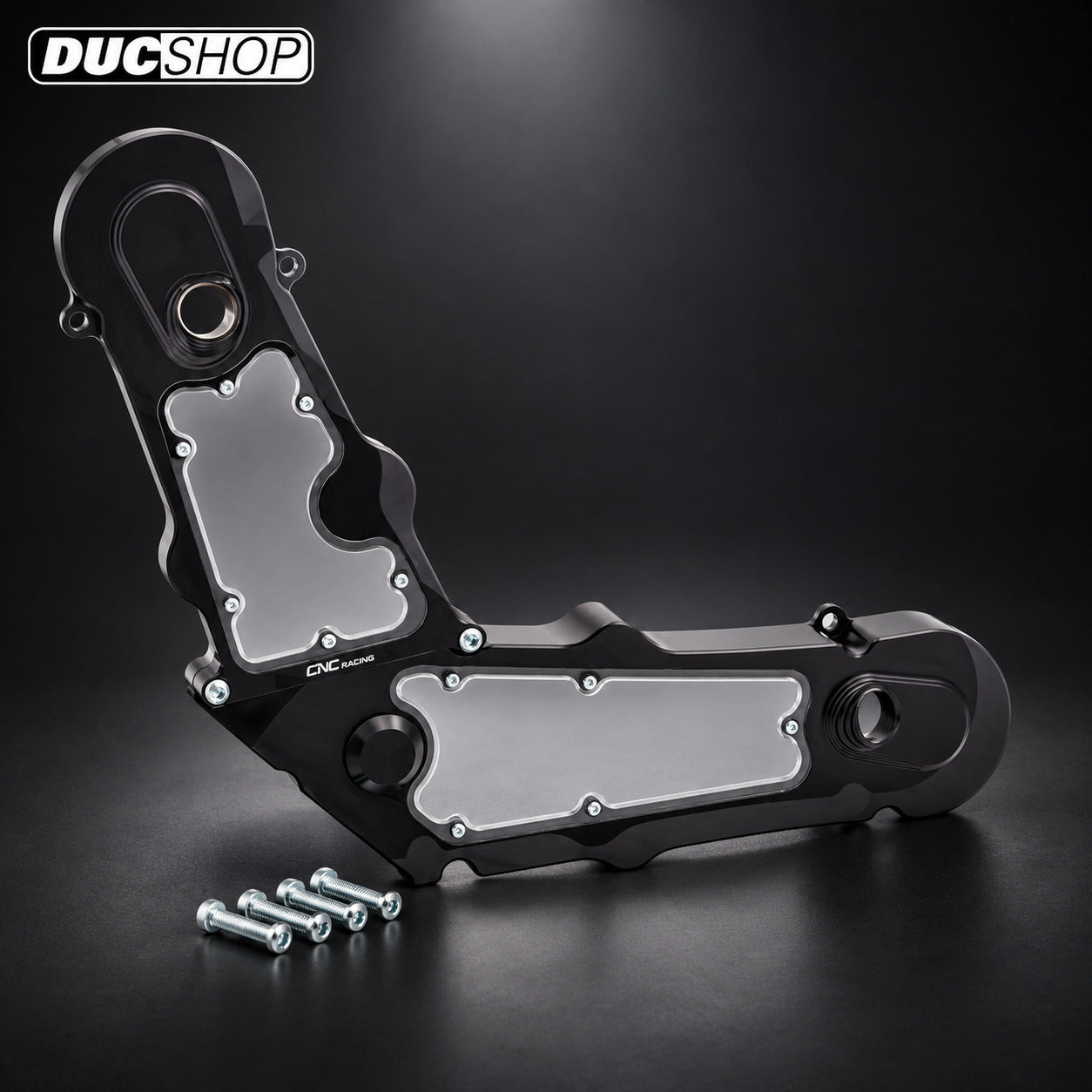 CNC Racing Clear Timing Belt Cover Kit for Ducati Scrambler 1100, Monster 1100, Hyper 1100, Sport Classics, and 1100 / 1000 DS Motors for Ducati motorcycles - DucShop