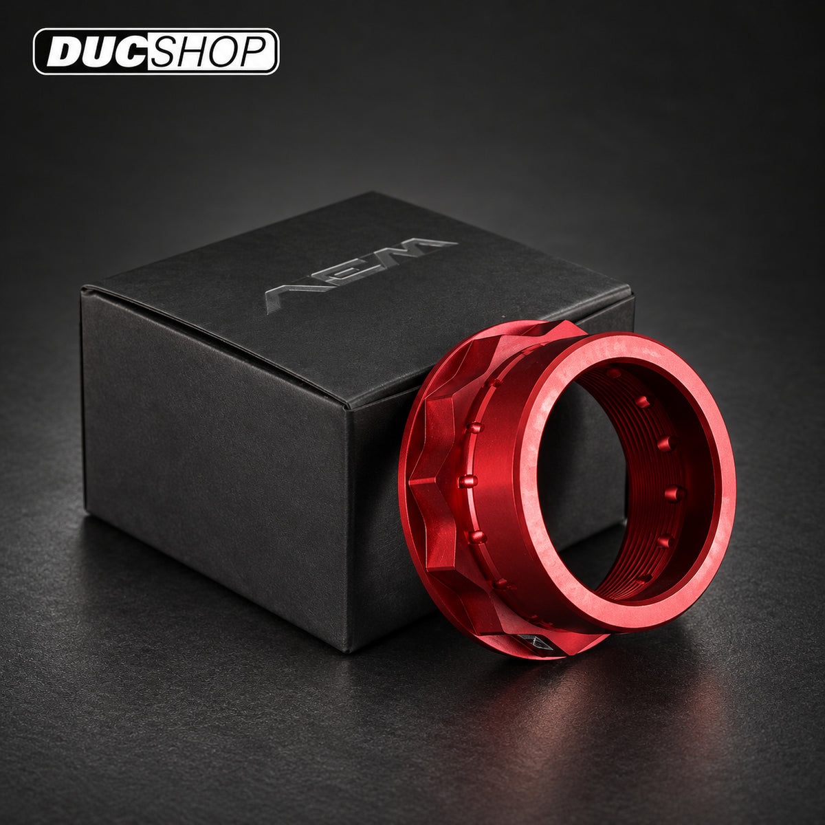 AEM Factory Large Rear Axle Nut with Slider for Compatible Ducati Single-Sided Swingarms | Rear Axle Protection | ducshop.com