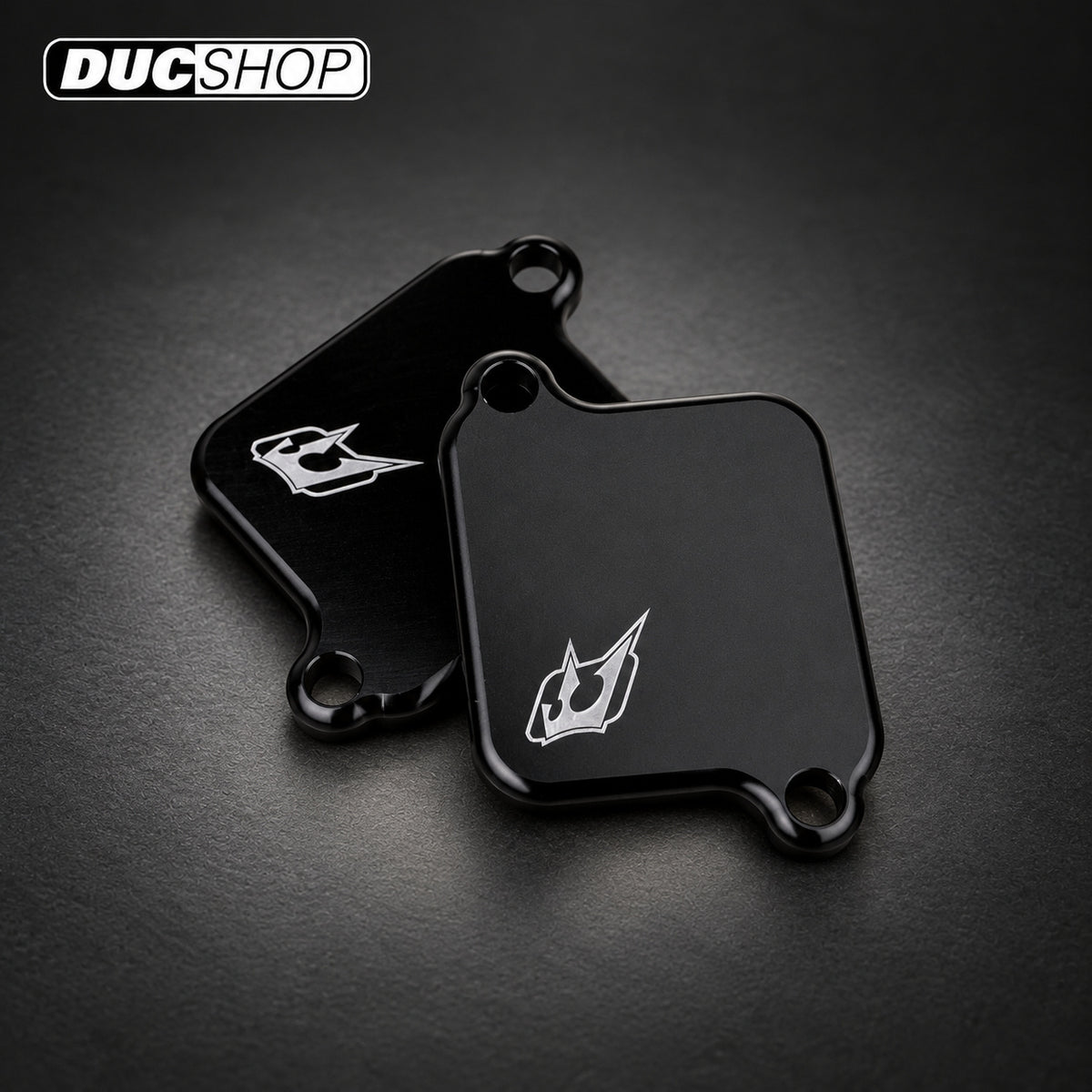 Driven Racing DSBLOCK-27 kit showing two black block-off plates | Emissions Removal | ducshop.com