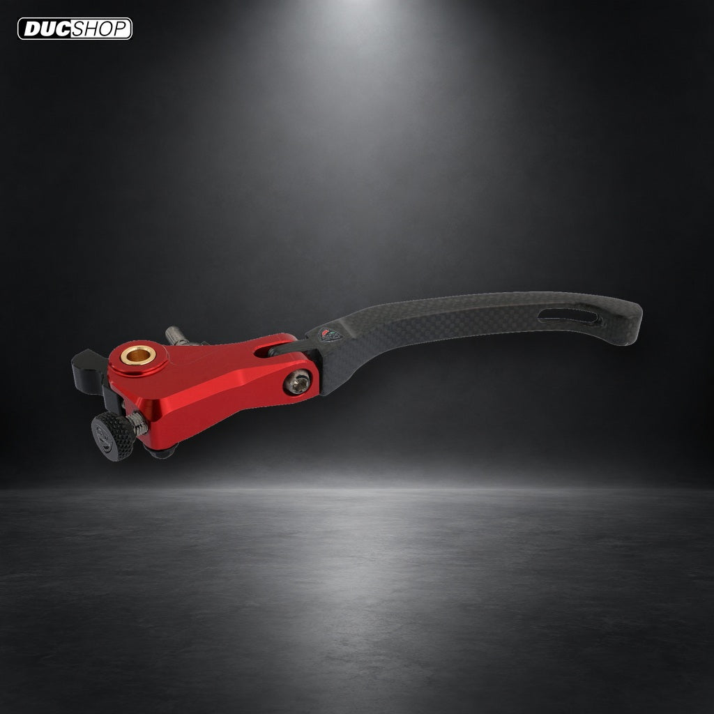 CNC Racing Carbon Fiber / Billet RED RACE Folding Adjustable Clutch Lever for Ducati Multistrada / Diavel V4 - Discontinued - Matte - DucShop