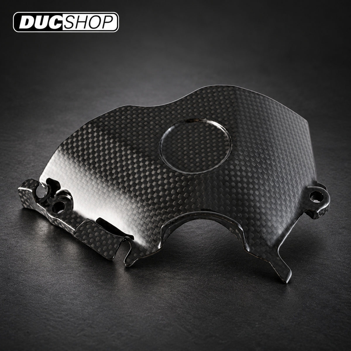 Motocorse Carbon Fiber Front Sprocket Cover for Multistrada 1200 (15-17) — representative product design; finishes may vary | ducshop.com
