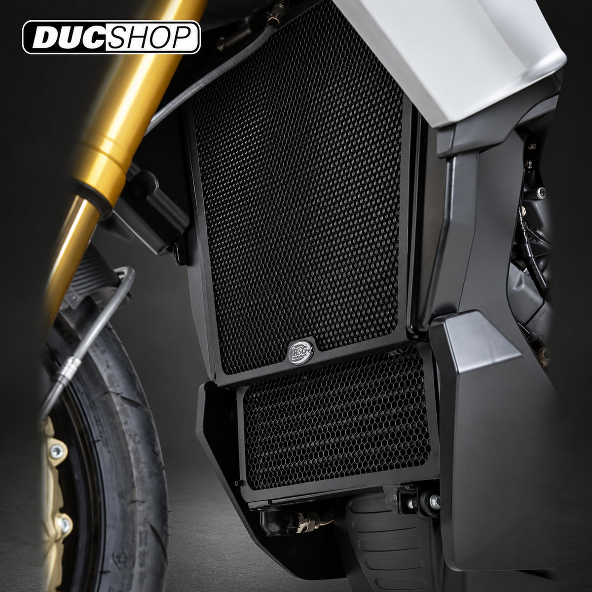 R&G Racing Radiator & Oil Cooler Guard for the Aprilia Caponord 1200 '13-'20 | Radiator & Oil Cooler Guards | ducshop.com