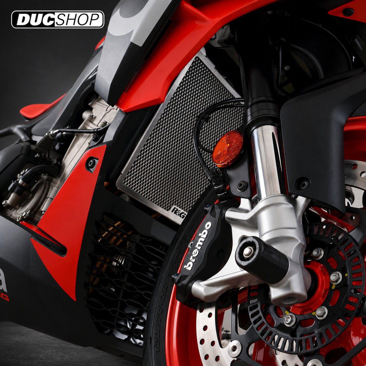 R&G Racing Radiator Guard for the Aprilia Tuono 660/RS 660 '21-'22 | Radiator & Oil Cooler Guards | ducshop.com