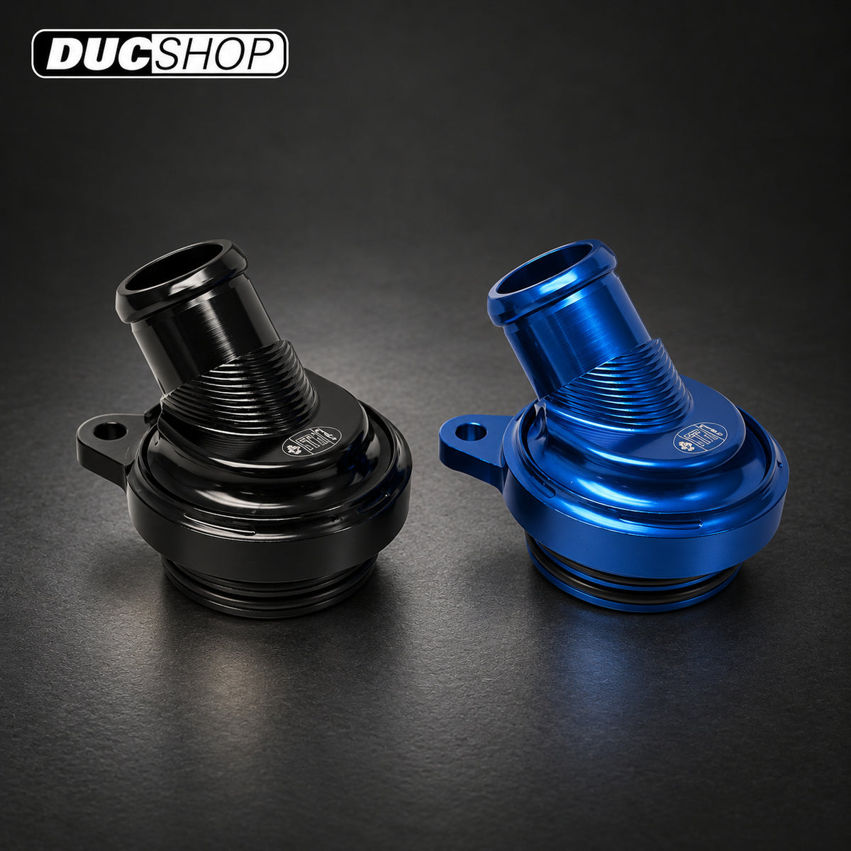 STM N081 racing crankcase-breather design shown in black and blue; selected finish is red | Crankcase Breathers | ducshop.com