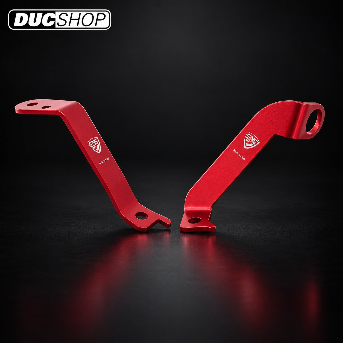 CNC Racing Aluminum Front Reservoir Brackets for the Ducati Panigale V4 (2025+) - Red - DucShop