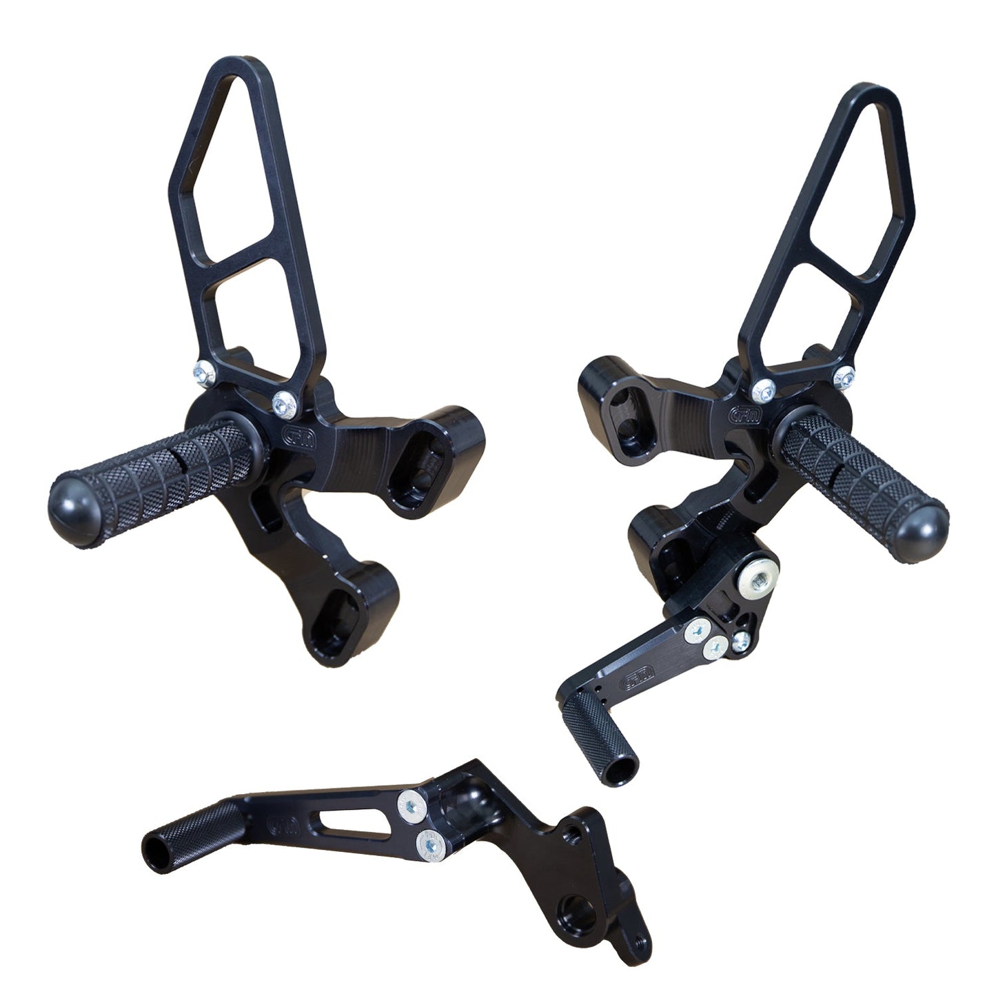 WOODCRAFT DUCATI 848/1098/1198/848 EVO COMPLETE REARSET - BLACK NO FOLDING TOE PIECES. SKU: 05-0640B