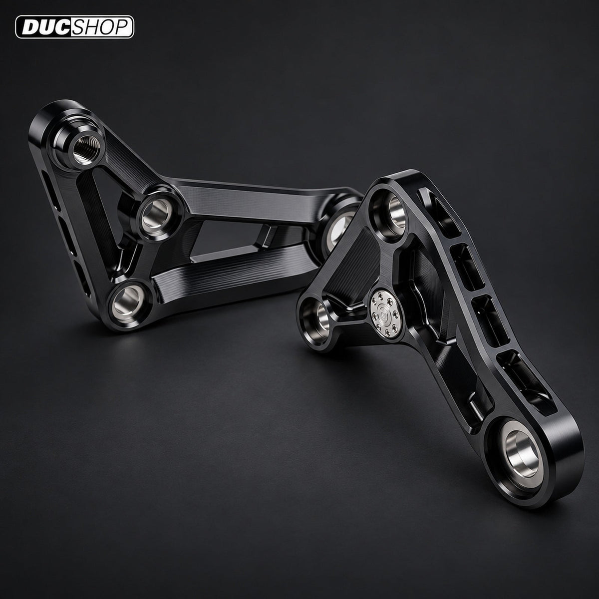 Motocorse Billet Aluminium Rear Suspension Link Plates Kit for the Ducati 1299/1199/959/899 and V2 | Black | SKU 102106035B | DucShop