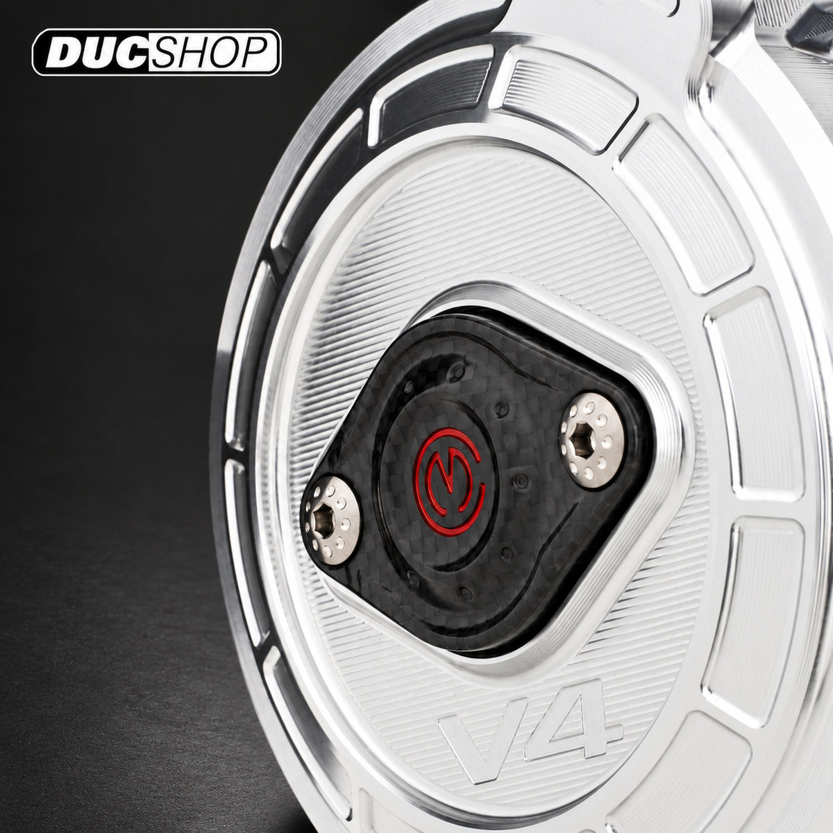 Motocorse Carbon-Fiber Timing Inspection Cover — Ducati V4 — representative product view; selected finish may vary | Engine Accessories | ducshop.com