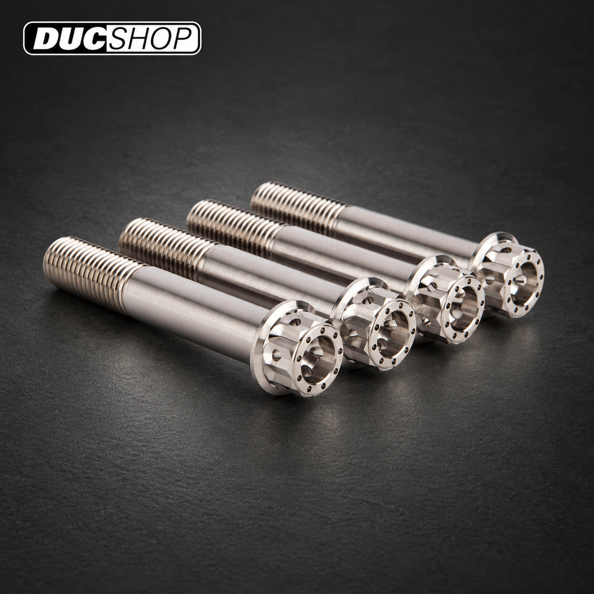 Motocorse set of 4 Titanium Front Caliper Bolts (M10x55) for Radial Calipers — representative product view; see selected option and kit contents | Motorcycle Specific Fasteners | ducshop.com
