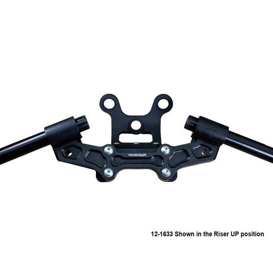 WOODCRAFT DUCATI MONSTER 797/821 2018-21 CLIPON ADAPTER PLATE W/GAUGE MOUNT 1.5 INCH STANDARD RISE W/ BXL BARS. SKU: 12-2633S