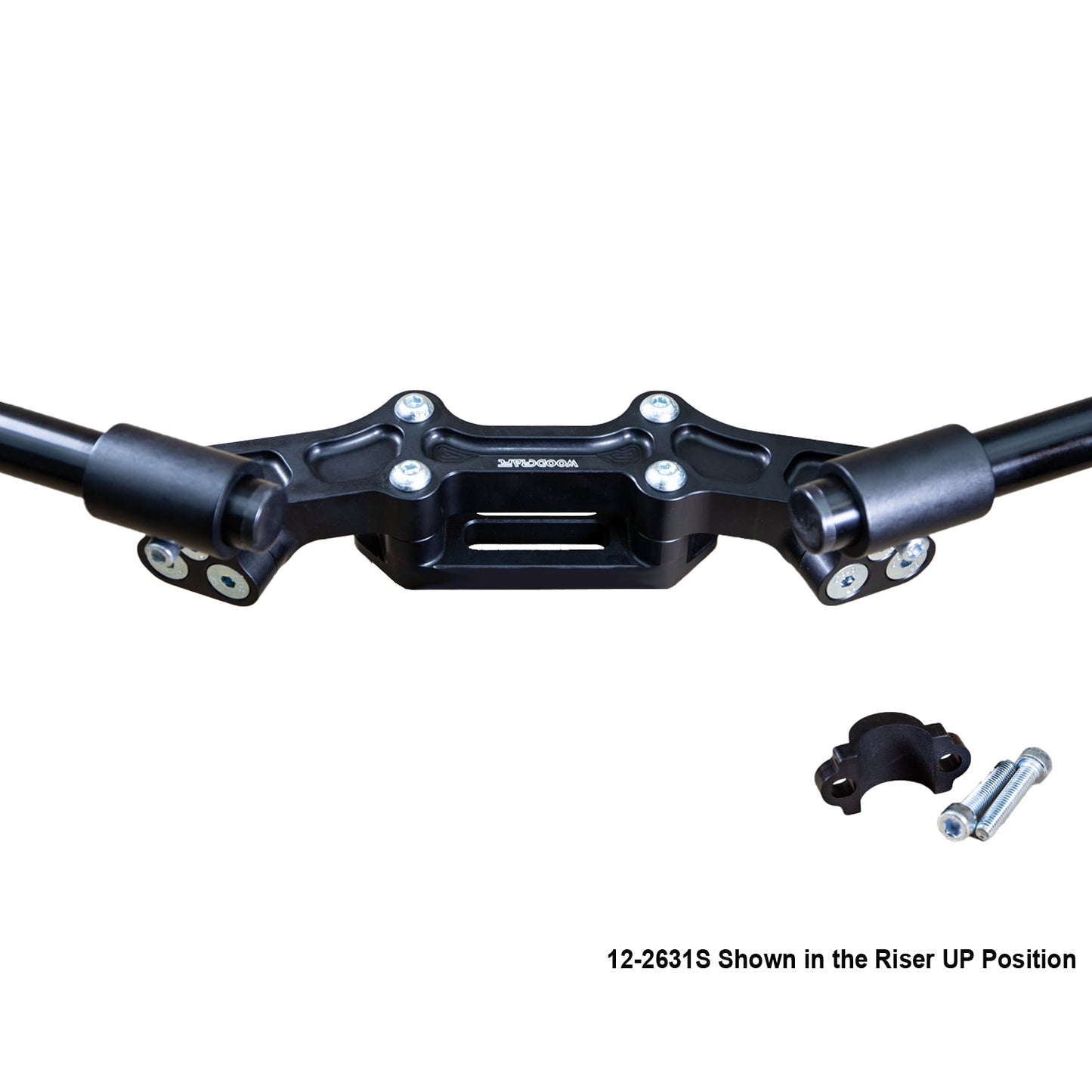 WOODCRAFT DUCATI MONSTER 821 2014-17 CLIPON ADAPTER PLATE W/ STD BLACK BARS, RES. SPACER 1 INCH STANDARD RISE. SKU: 12-2631S