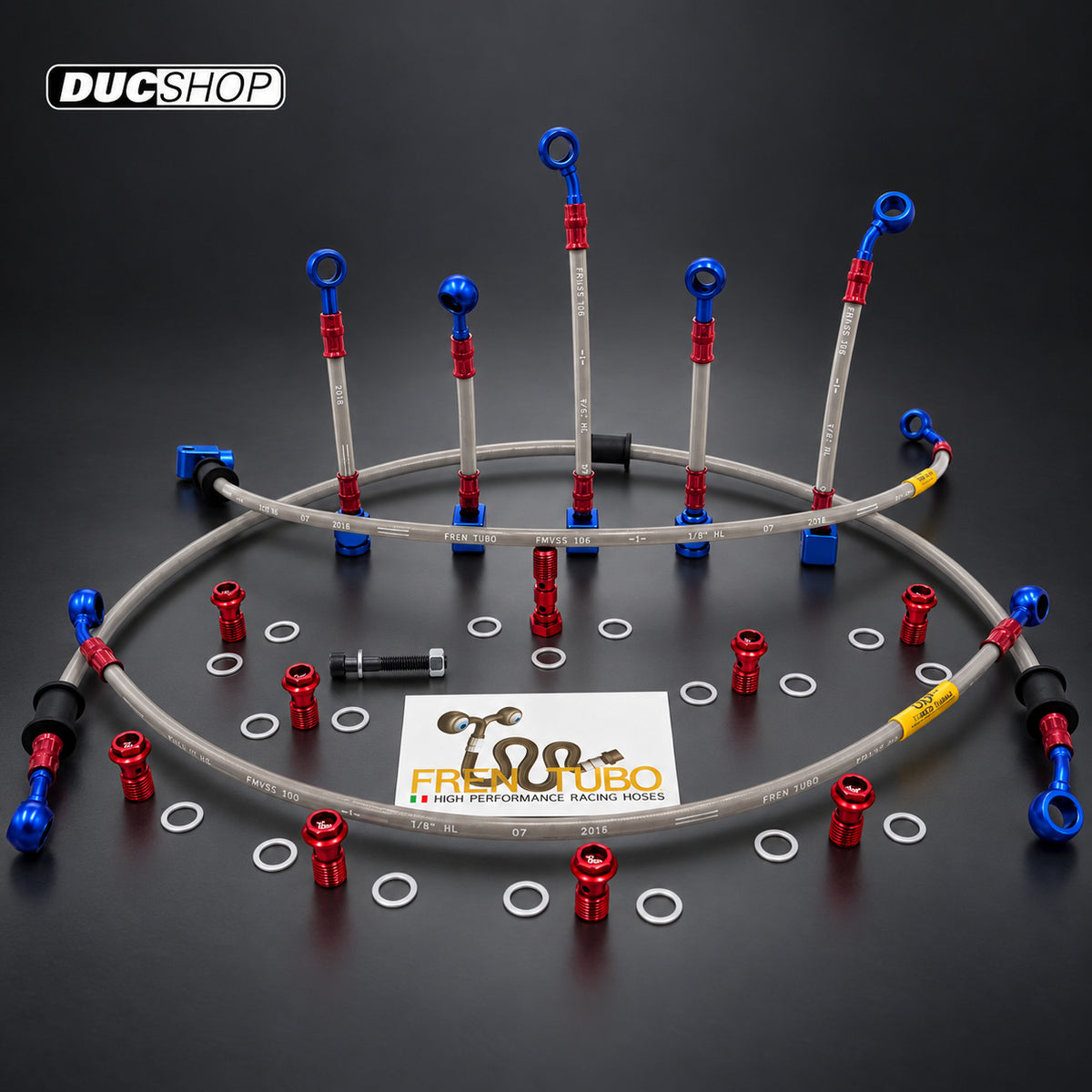 Fren Tubo Carbotech Carbon Fiber, Kevlar or Stainless Complete ABS Brake Line Kit for the Ducati Superbike Panigale V4 / S (2018) - Discontinued - DucShop