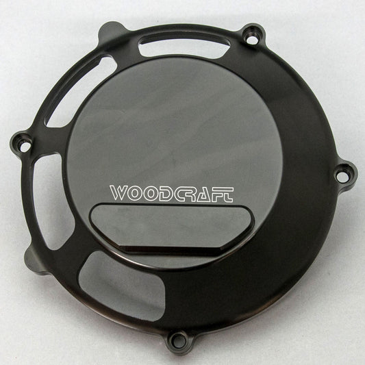 WOODCRAFT DUCATI 748/1098/1198, S4RS RHS ALL (DRY) CLUTCH COVER W/ SKID PLATE BLACK CERAKOTE. SKU: 60-0640RB-B