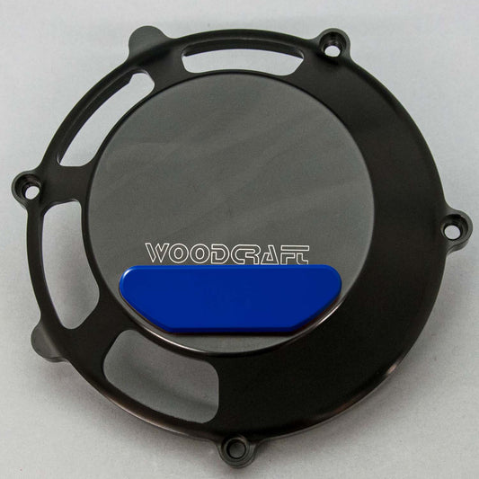 WOODCRAFT DUCATI 748/1098/1198, S4RS RHS ALL (DRY) CLUTCH COVER W/ SKID PLATE BLUE CERAKOTE. SKU: 60-0640RB-C