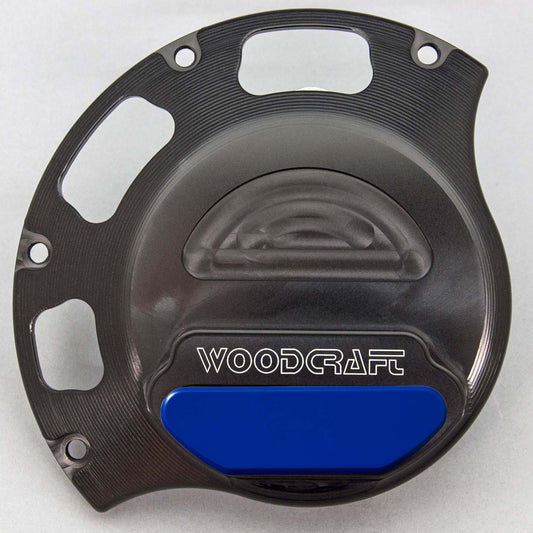 WOODCRAFT DUCATI WET CLUTCH RHS CLUTCH COVER PROTECTOR W/ SKID PAD BLUE CERAKOTE. SKU: 60-0641RB-C