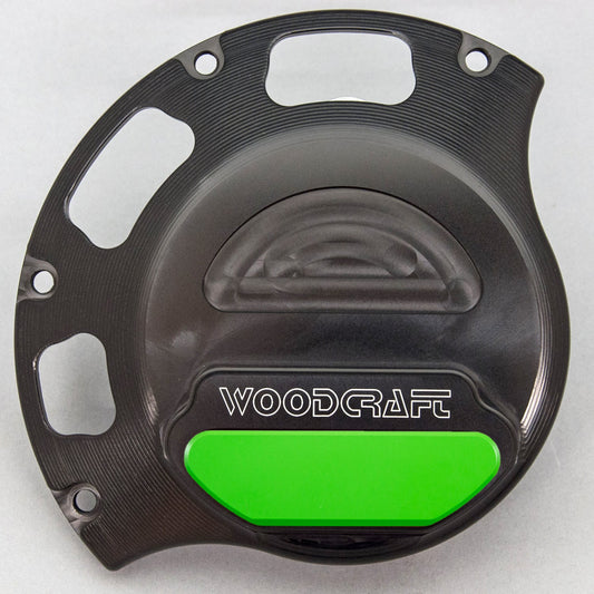 WOODCRAFT DUCATI WET CLUTCH RHS CLUTCH COVER PROTECTOR W/ SKID PAD GREEN CERAKOTE. SKU: 60-0641RB-GR