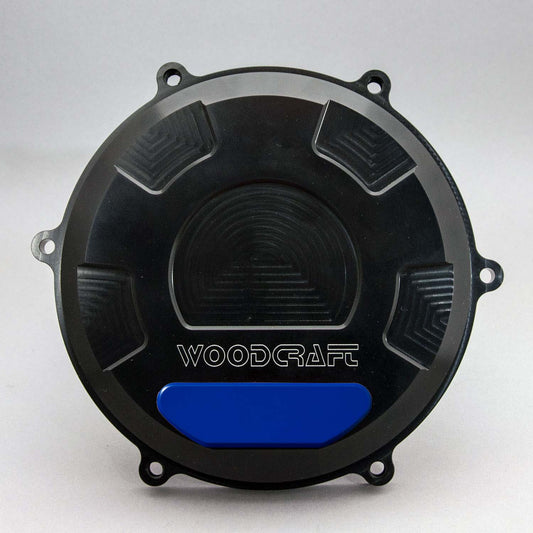 WOODCRAFT DUCATI PANIGALE V4 RHS CLUTCH COVER W/ SKID PLATE BLUE CERAKOTE. SKU: 60-0656RB-C