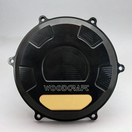 WOODCRAFT DUCATI PANIGALE V4 RHS CLUTCH COVER W/ SKID PLATE GOLD CERAKOTE. SKU: 60-0656RB-GD