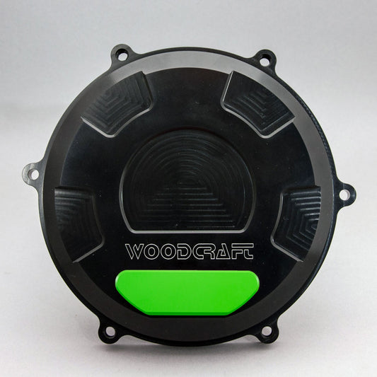 WOODCRAFT DUCATI PANIGALE V4 RHS CLUTCH COVER W/ SKID PLATE GREEN CERAKOTE. SKU: 60-0656RB-GR