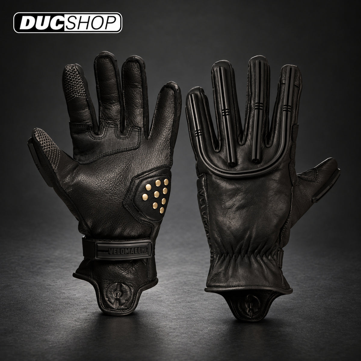 VELOMACCHI SPEEDWAY GLOVES - BLACK / BLACK | Short Gloves | DucShop