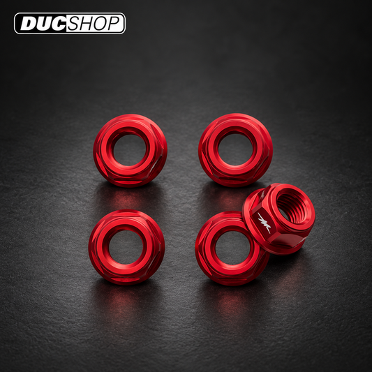 CNC Racing MV Logo Flange Nuts for MV Agusta — M10x1.25 — red MV-logo flange nuts | Sprocket Nuts | ducshop.com