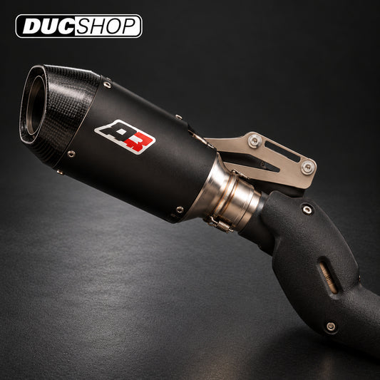 QD Twin Gunshot DARK MATTER Slip-On — Ducati V2 2025+ — representative product view; see selected configuration and listing contents | Exhausts | ducshop.com