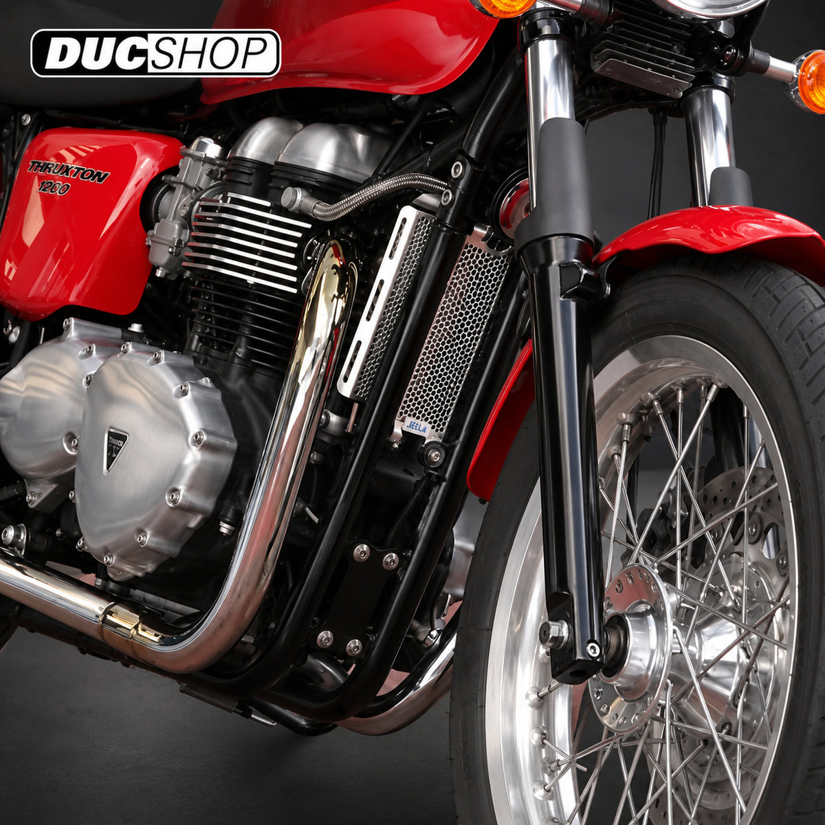 AELLA Oil Cooler Guard for Triumph Bonneville / Scrambler / Thruxton | Radiator & Oil Cooler Guards | ducshop.com
