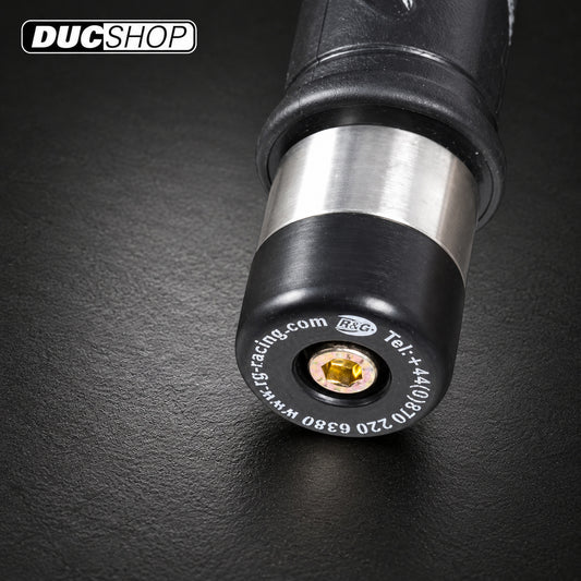 R&G Racing Bar End Sliders for Benelli TNT 899 '04-'16, Tre K 899 '08-'11 and Ducati 748 '86-'16, 899 Panigale '11-'22, 916 '93-'16, 959 Panigale '08-'22 & Other Models | Bar End Protection | ducshop.com