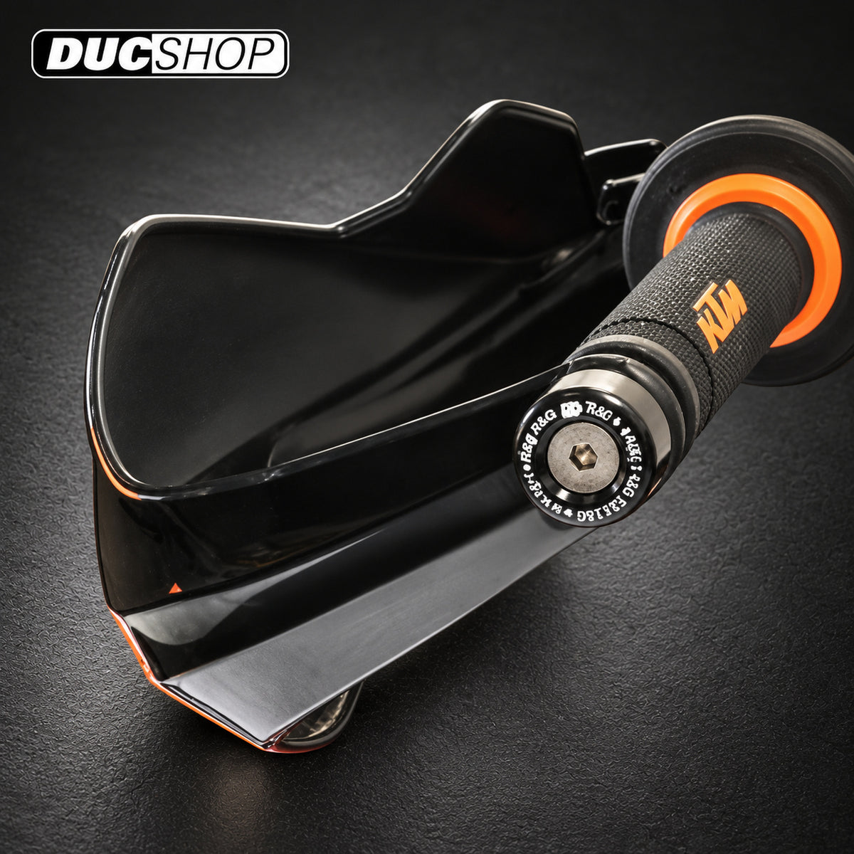 R&G Racing Bar End Sliders for KTM 690 Enduro '07-'20, 1290 Super Duke GT (with brush guards) '19-'22 | Bar End Protection | ducshop.com