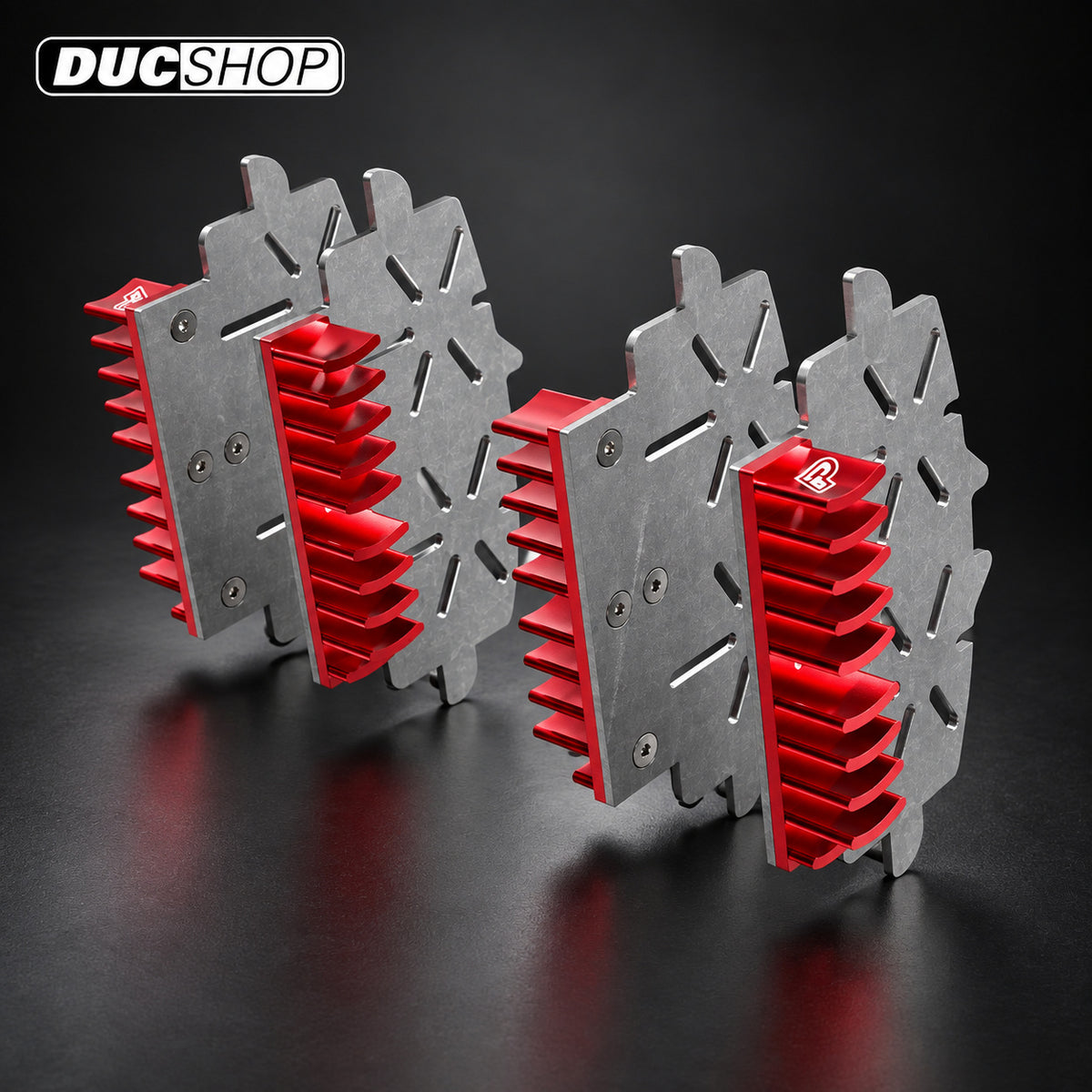 DBK Special Parts (Ducabike) Brembo M4, M50, Stylema, and GP4-MS Radial Caliper Brake Pad Heat Sink (radiator) - Red - DucShop