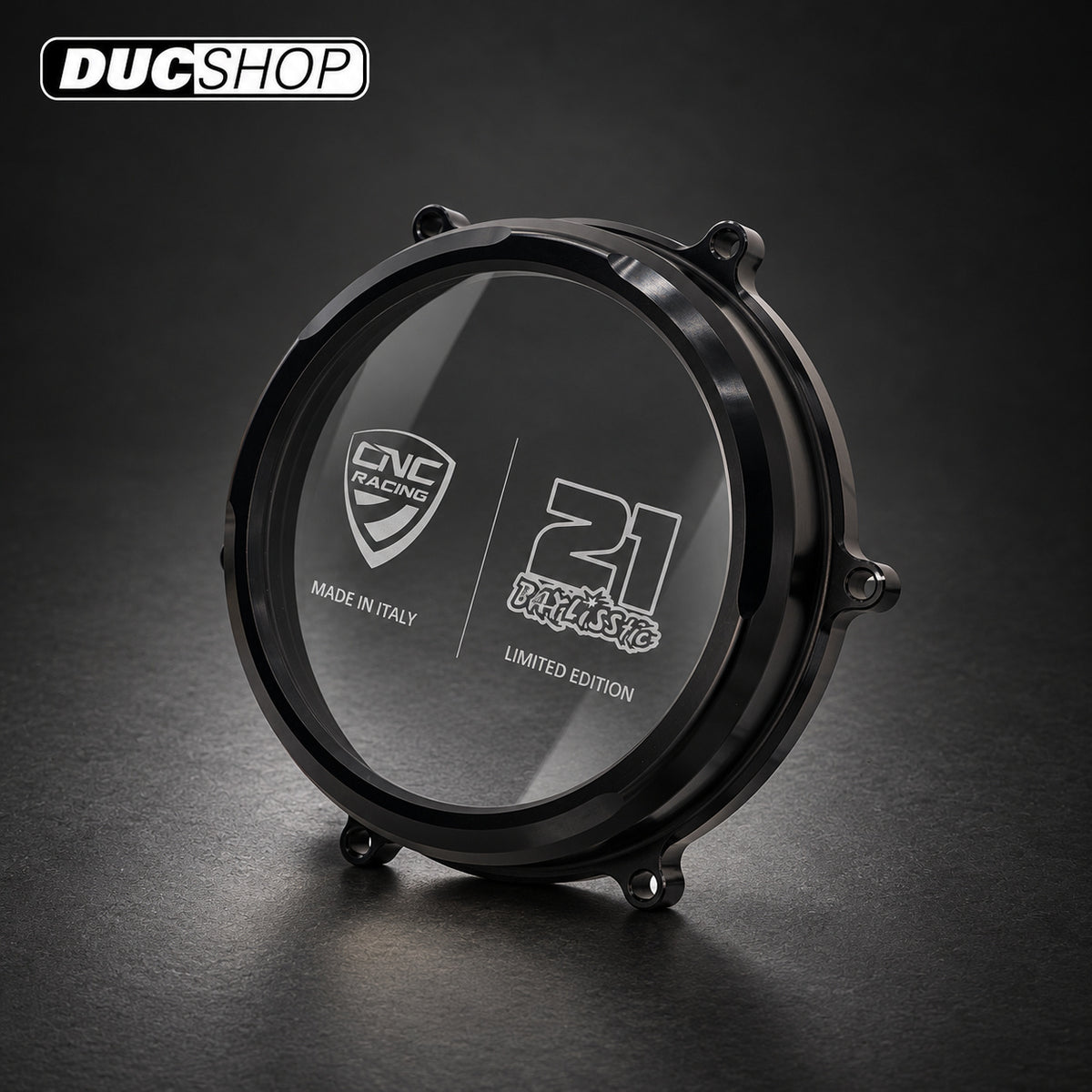 CNC Racing TROY BAYLISS LIMITED EDITION Clear Wet Clutch Cover for the Ducati Panigale 1299/1199/959 and Superleggera (and 899 too with modification) | Wet Clutch Covers | ducshop.com