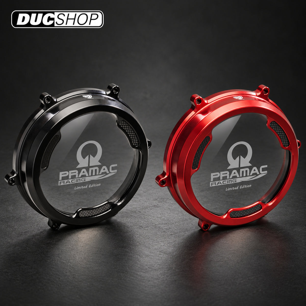 CNC Racing PRAMAC RACING LIMITED EDITION Clear Wet Clutch Cover With Carbon Inlay for the Ducati Panigale 1299/1199/959 Superleggera (and 899 too with modification) | Wet Clutch Covers | ducshop.com