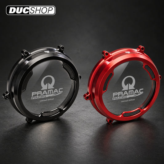 CNC Racing PRAMAC RACING LIMITED EDITION Clear Wet Clutch Cover With Carbon Inlay for the Ducati Panigale 1299/1199/959 Superleggera (and 899 too with modification) | Wet Clutch Covers | ducshop.com