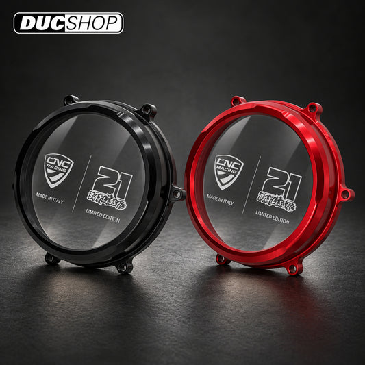 CNC Racing PRAMAC RACING LIMITED EDITION Clear Wet Clutch Cover for the Ducati Panigale / Streetfighter V2 (20-24) | Wet Clutch Covers | ducshop.com