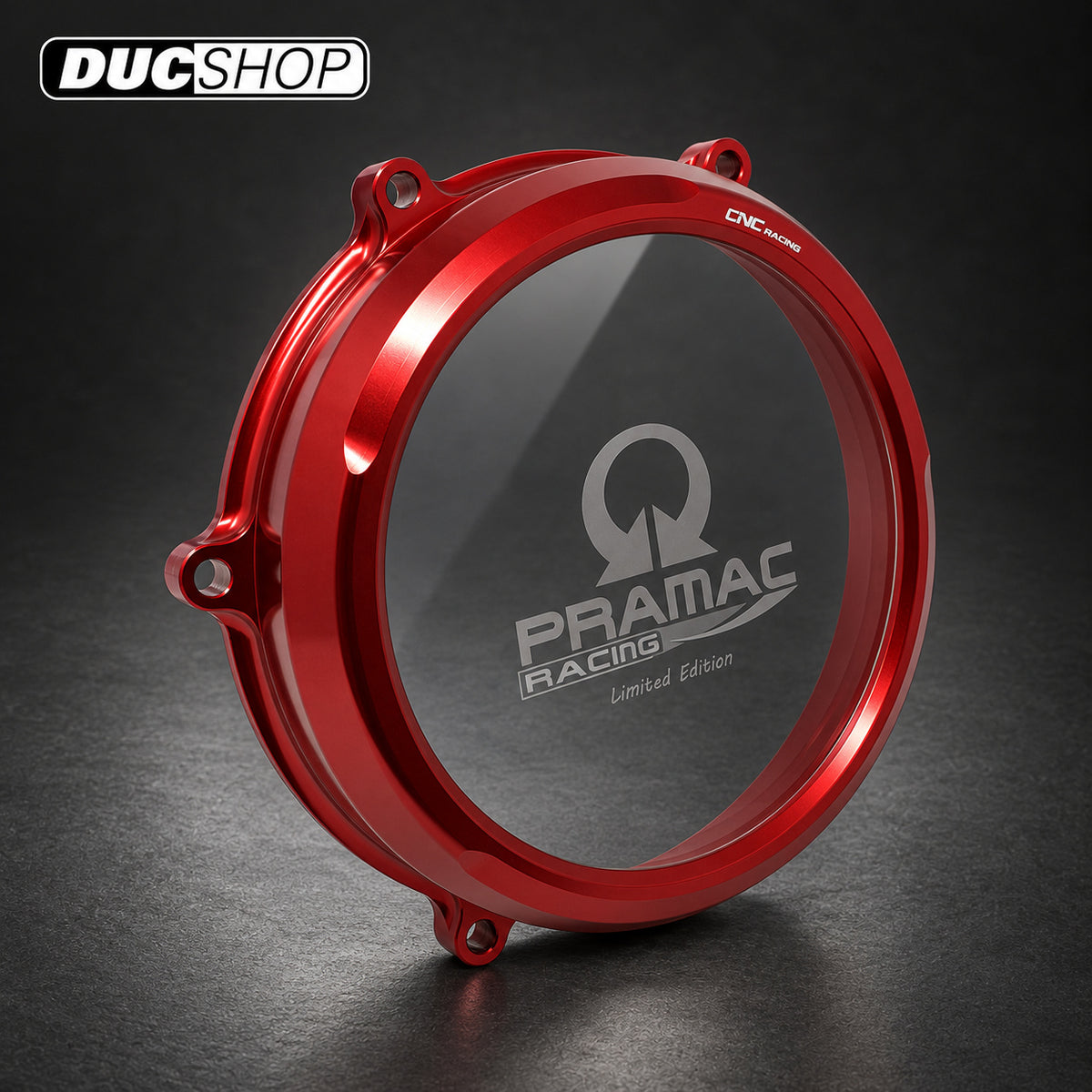 CNC Racing PRAMAC RACING LIMITED EDITION Clear Wet Clutch Cover for the Ducati Panigale / Streetfighter / Multistrada / Diavel V4 / S / Speciale | Wet Clutch Covers | ducshop.com