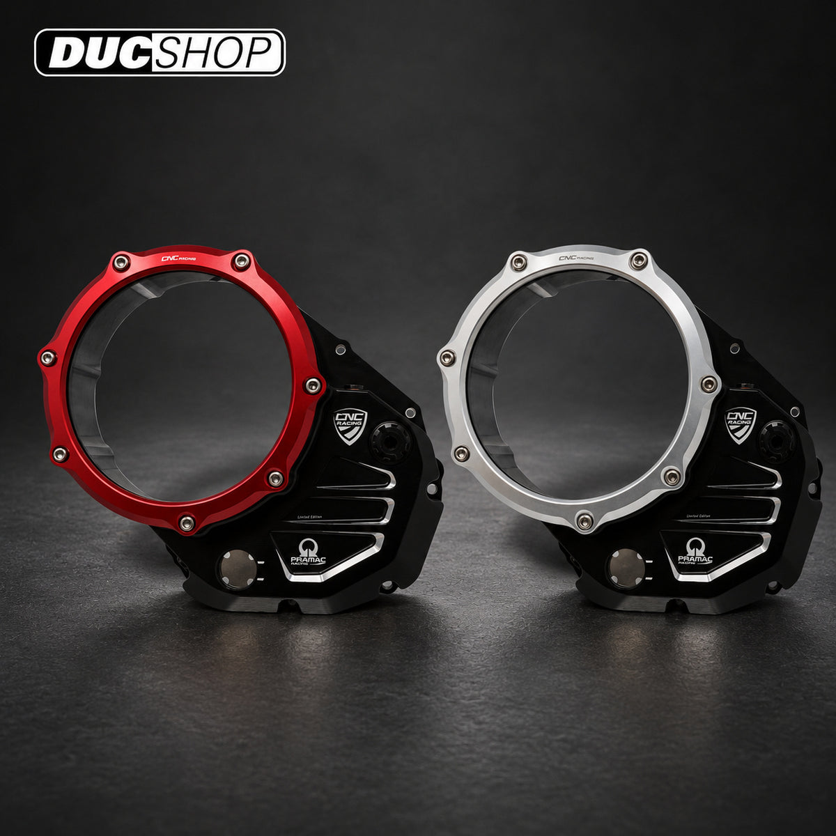 CNC Racing PRAMAC RACING LIMITED EDITION Clear Wet Clutch Cover for the Ducati Hypermotard 821 (2015) / 939 / 950, Multistrada 950, Supersport /S, Monster 821, Scrambler 1100 | Wet Clutch Covers | ducshop.com