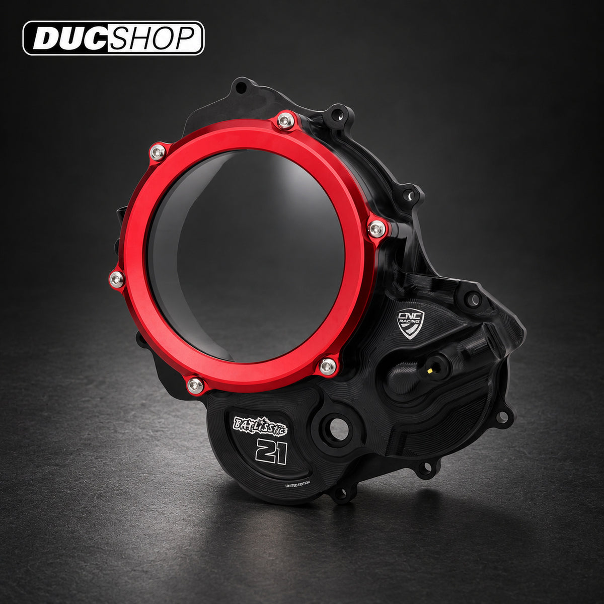 CNC Racing TROY BAYLISS LIMITED EDITION Clear Wet Clutch Cover for the Ducati Hypermotard 698 Mono | Wet Clutch Covers | ducshop.com