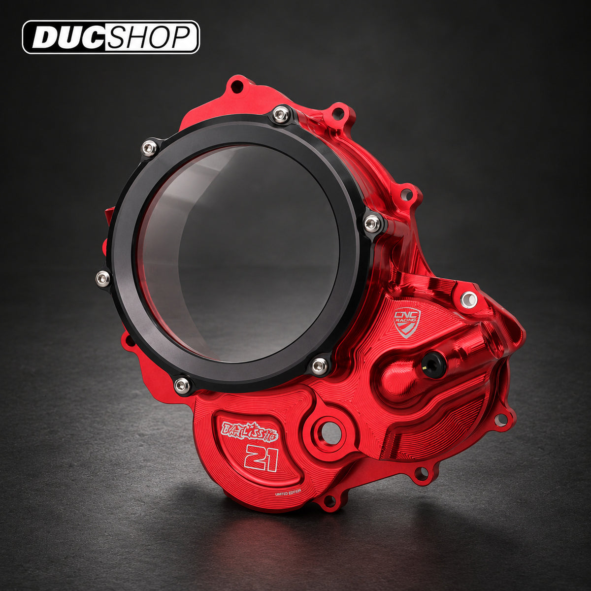 CNC Racing TROY BAYLISS LIMITED EDITION Clear Wet Clutch Cover for the Ducati Hypermotard 698 Mono | Wet Clutch Covers | ducshop.com