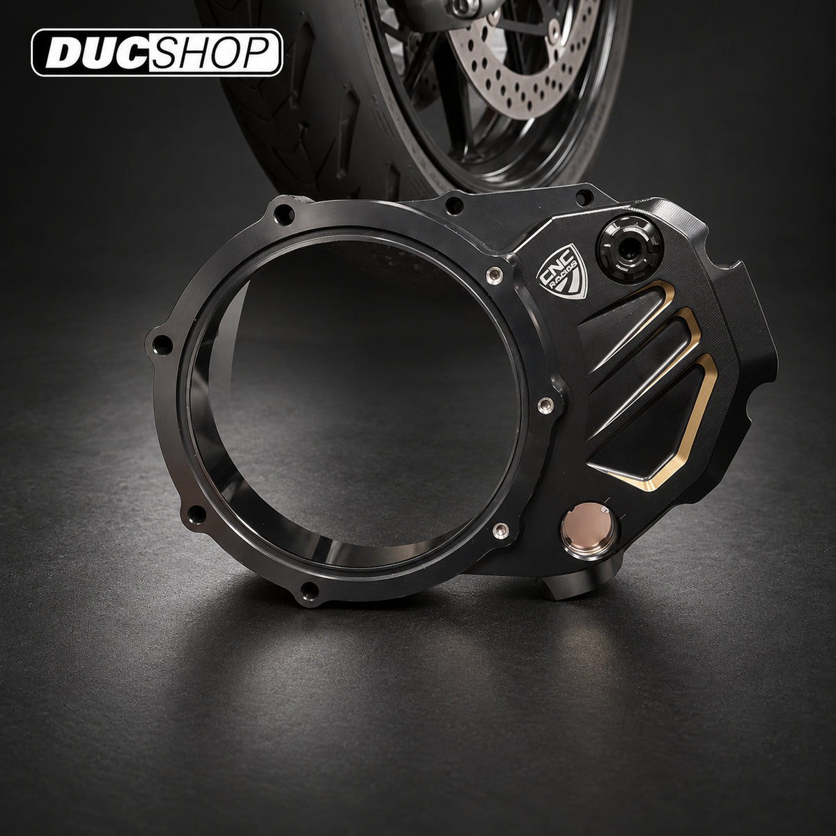 CNC Racing Bi-Color Clear Wet Clutch Cover for most Wet Clutch Ducati's | Wet Clutch Covers | ducshop.com