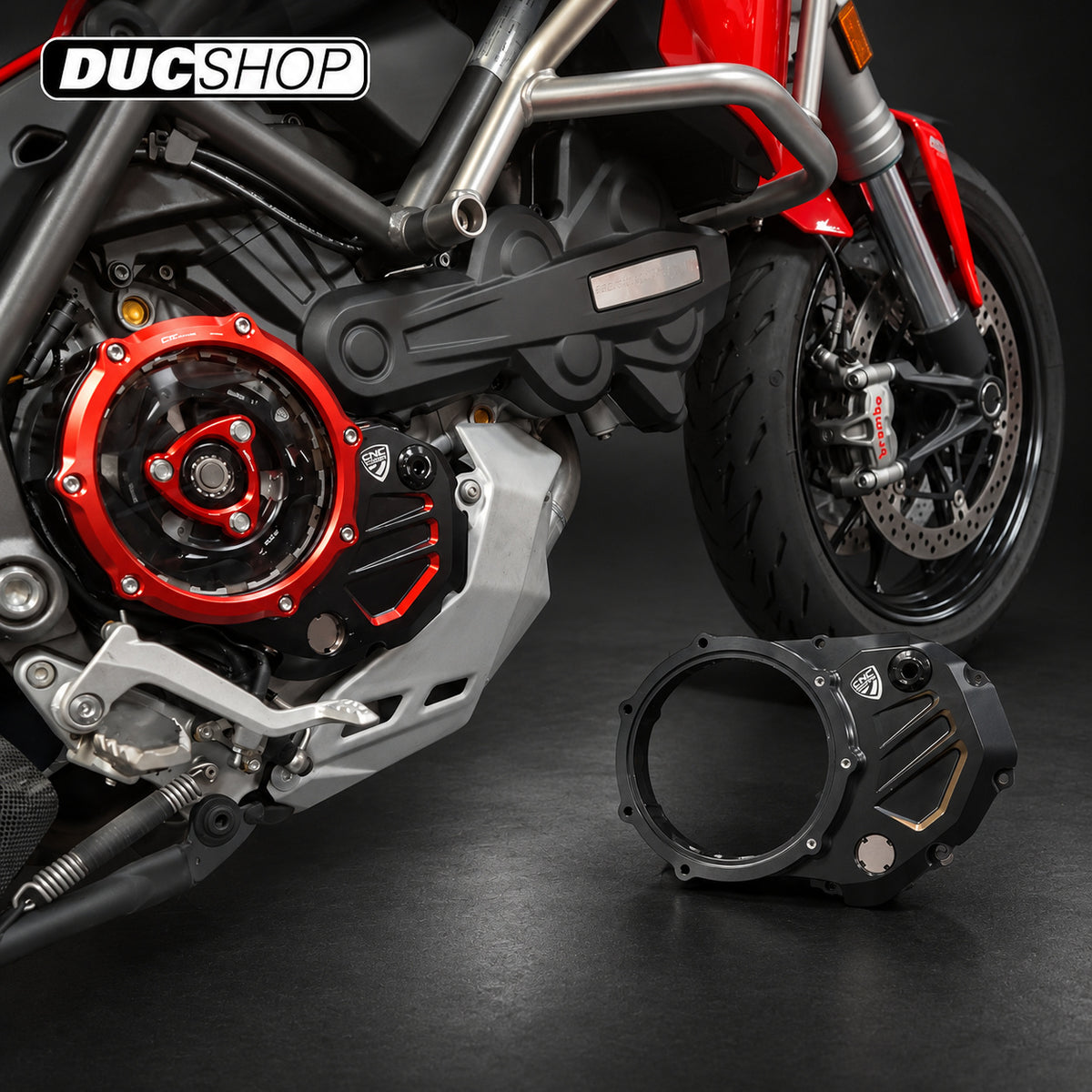 CNC Racing Bi-Color Clear Wet Clutch Cover for the Ducati Multistrada 1200/1260 (2015+) and XDiavel / Diavel 1260 | Wet Clutch Covers | ducshop.com